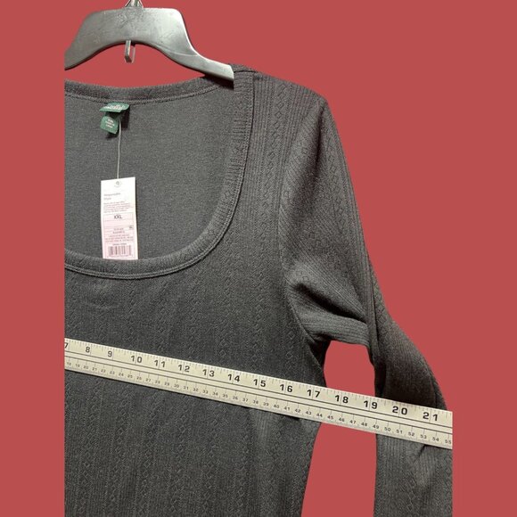 Wild Fable - Women's Long Sleeve Pointelle T-Shirt - Black - XXL - Picture 3 of 12